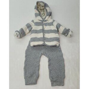 Burts Bees Baby 2pc‎ Outfit 3-6 Months Jacket Pant Grey Striped